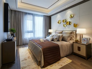 铜仁高标装饰清水湾150平米中式风格卧室装修效果图