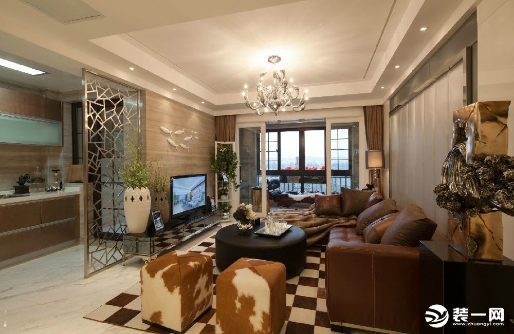 凯德天伦世嘉120三居室现代风格客厅装修效果图