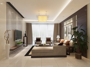 周口商水法姬娜小区三居室120平方新中式装修风格10万元案例