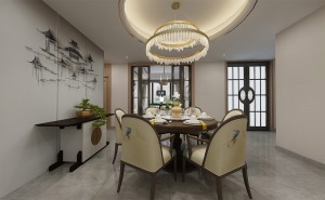 周口商水法姬娜小区三居室120平方新中式装修风格10万元案例