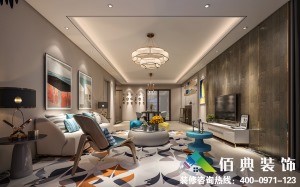 西宁城北国际村三期140平三居室现代风格客厅装修