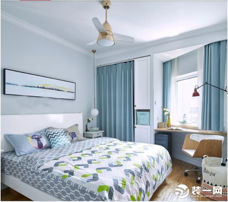 卧室襄阳康庭装饰88平二居室简洁的北欧风设计