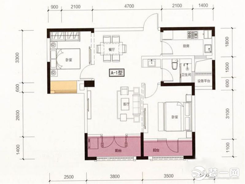襄阳康庭装饰88平二居室简洁的北欧风设计布局图