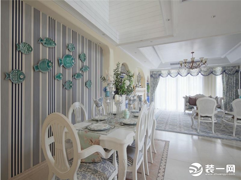 湖北康庭装饰110平三居室地中海风格家装设计案例图餐厅