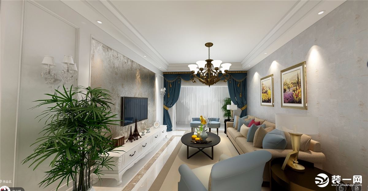 康庭装饰现代风格效果图与设计图纸客厅