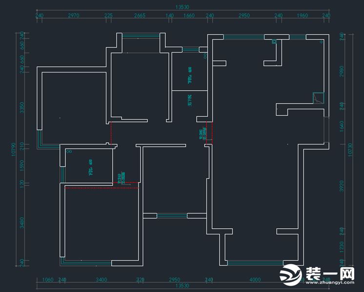 襄阳康庭装饰140㎡欧美风情四室装修效果图与户型图