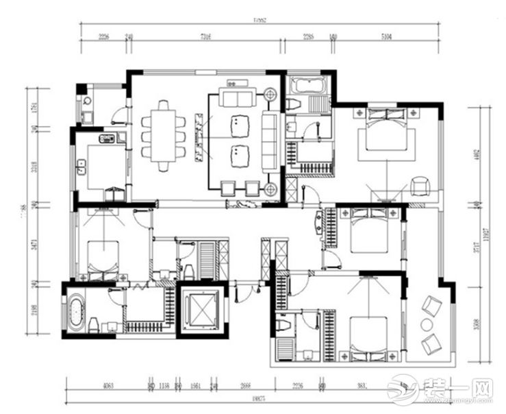 襄阳康庭装饰美式233四室家装效果图