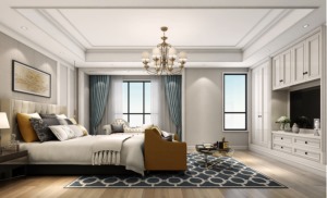 美式家居的卧室襄阳康庭装饰简约美式风格四居室装修设计图