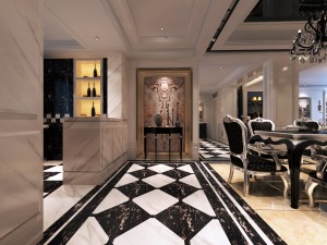 康庭装饰欧式风情三室一厅两卫设计图纸与施工效果图