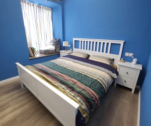 臥室墻面、臥室復合地板湖北康庭裝飾漢江夢115平三居室簡歐風格裝修效果圖