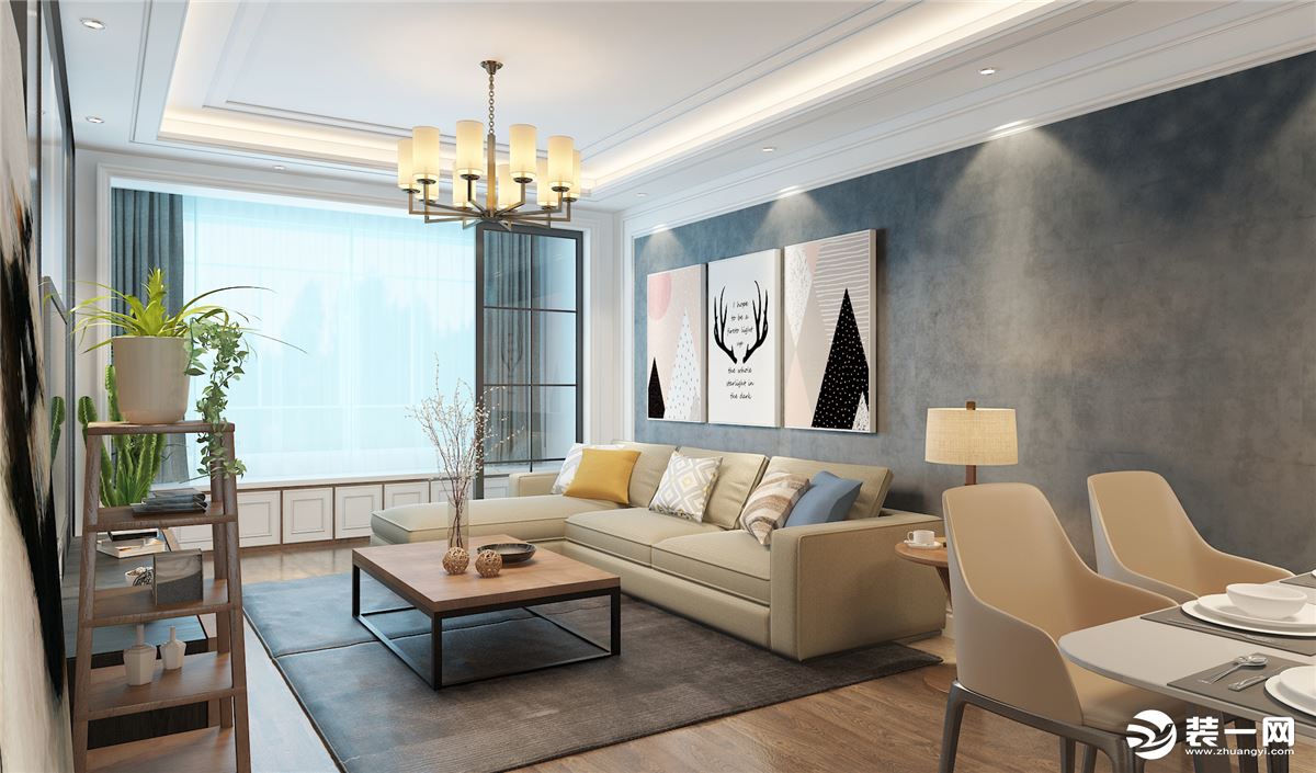 客厅，雅致有格调的沙发，搭配精心挑选的装饰画，让客厅区域变得更加舒适高雅。