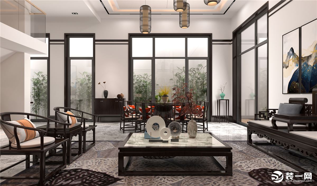 银川昌禾装饰装修设计案例 负一层休闲区装修效果分享丨新中式