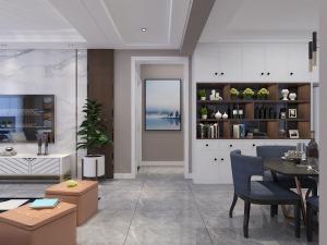 海亮滨河壹号129平米三室两厅两卫一厨现代简约风格：走廊