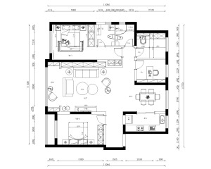 户型方正整体均衡，客厅与双卧室朝南，动静区与基本功能合理。