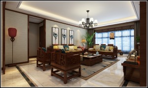 客厅是传统与现代居室风格的碰撞，设计师以现代的装饰手法和家具