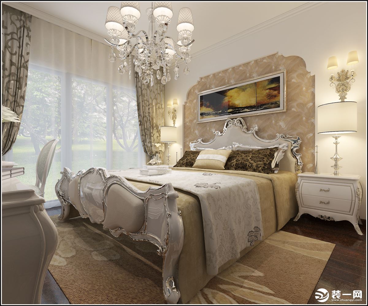 鲁班装饰-俊发城牡丹苑-123平方米-美式风格-卧室