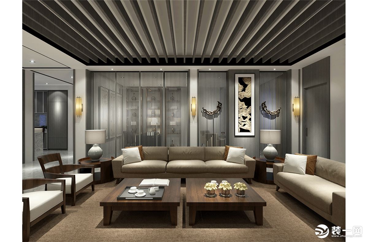 云南鲁班装饰-西南海-220平方米-新中式风格-茶室