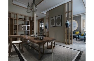 云南鲁班装饰-万辉星城卢瓦堡-310平方米-新中式风格 -茶室
