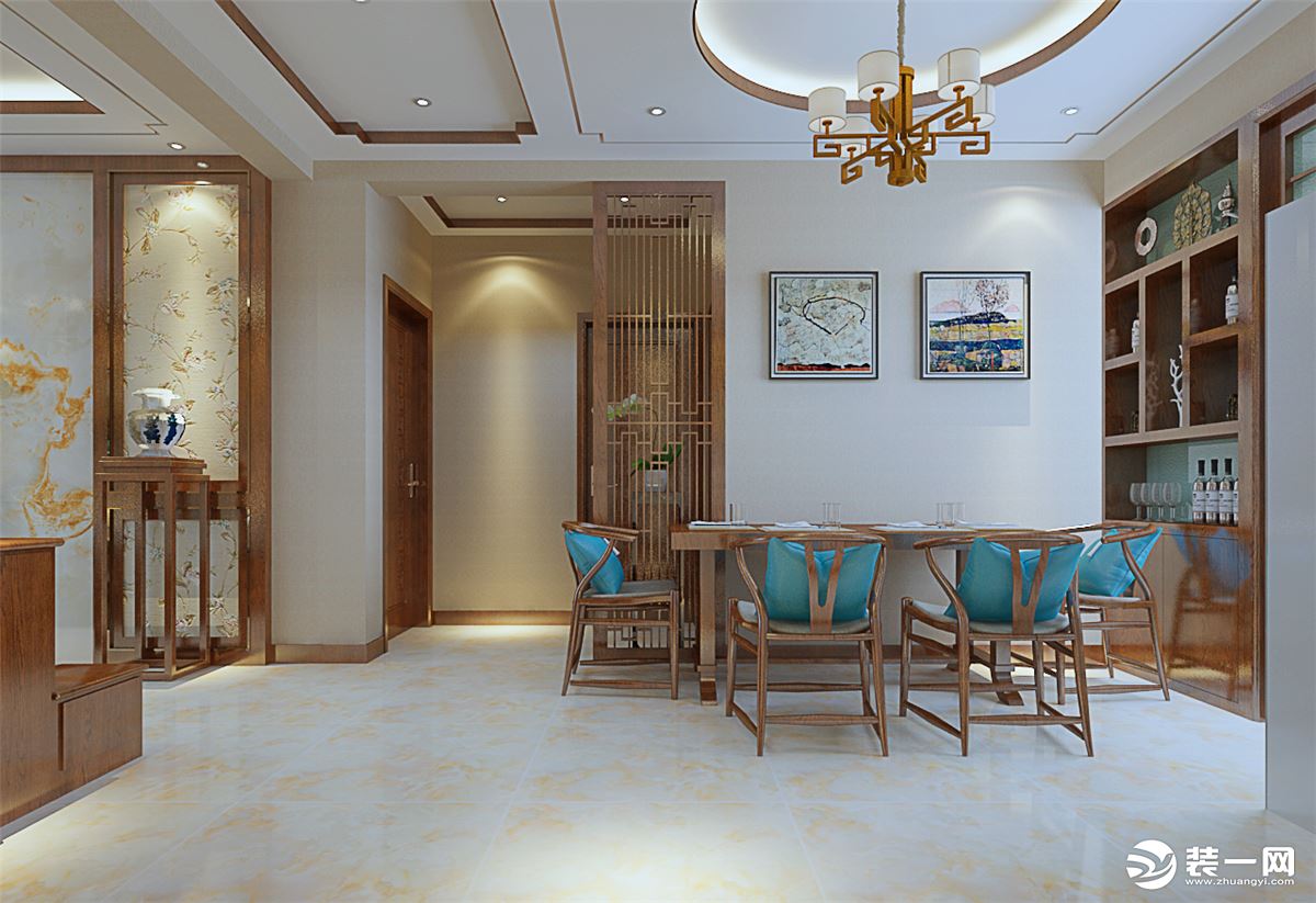 泰悦豪庭125平米新中式风格装修——客餐厅