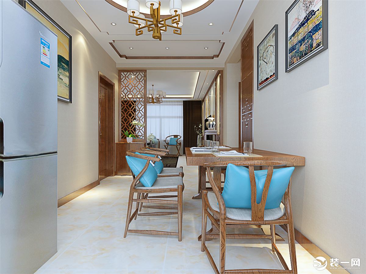 泰悦豪庭125平米新中式风格装修——餐厅走廊