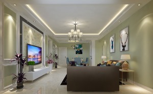 龙田苑小区120平米简欧风格装修效果图——客厅沙发