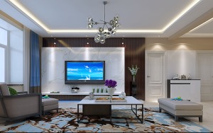 泰悦豪庭138平米现代简约装修——客厅电视背景墙