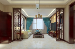 泰悦豪庭130平米古典中式装修——客厅屏风隔断