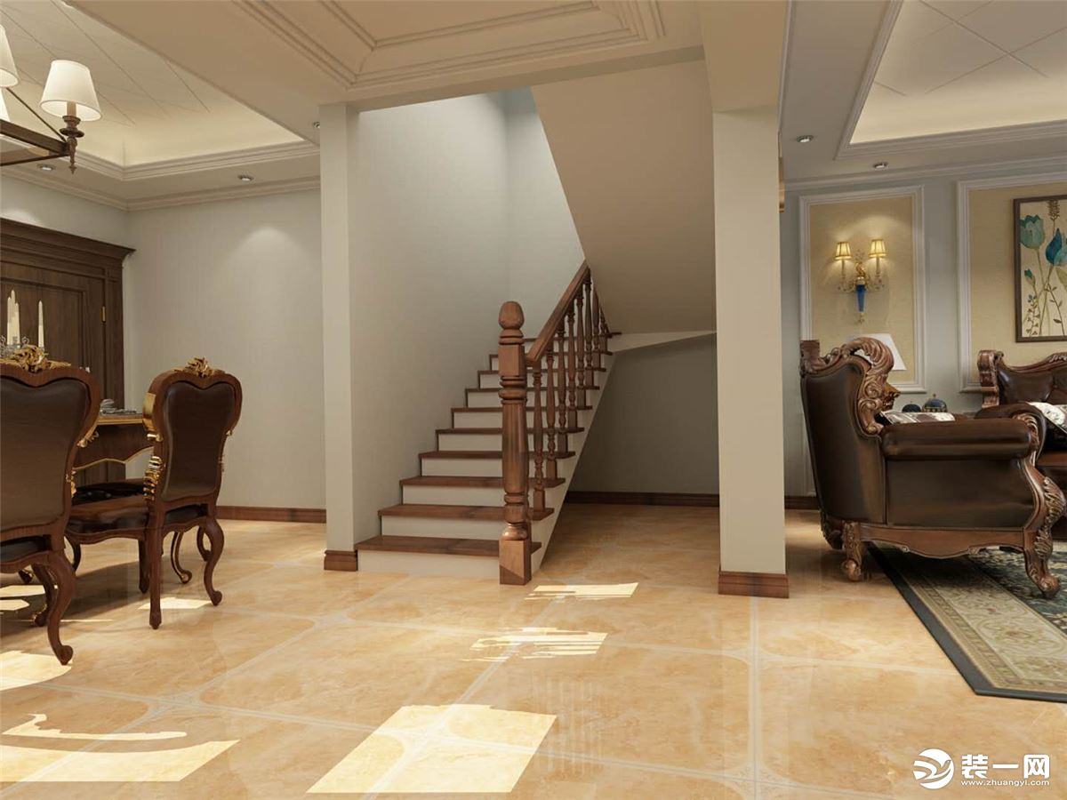 美式复式别墅楼梯装修效果图-家居美图_装一网装修效果图