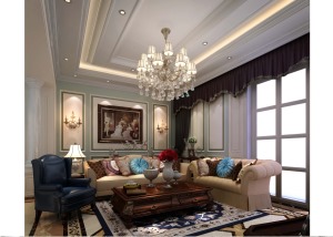 客厅1石家庄镜和装饰清苑孟宅260平欧式风格别墅装修设计图