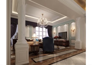 客厅2石家庄镜和装饰清苑孟宅260平欧式风格别墅装修设计图