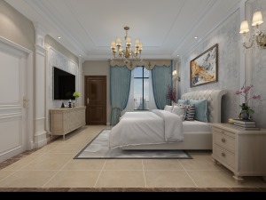 理想澜湾复式150平美式风格，卧室