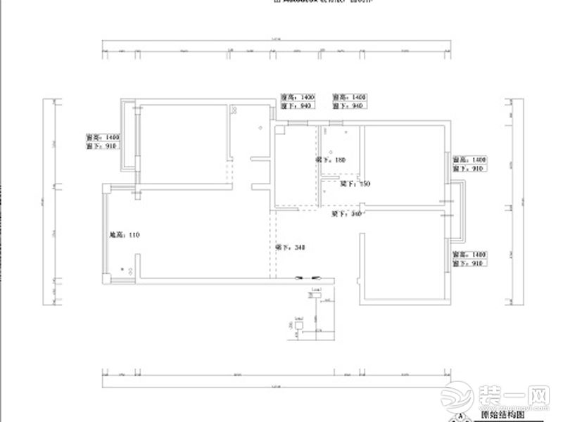 惠州乐巢装饰金山湖120平欧式风格初始构造图