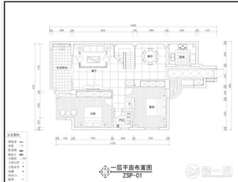 惠州乐巢装饰上官国际150平新中式风格平面布置图