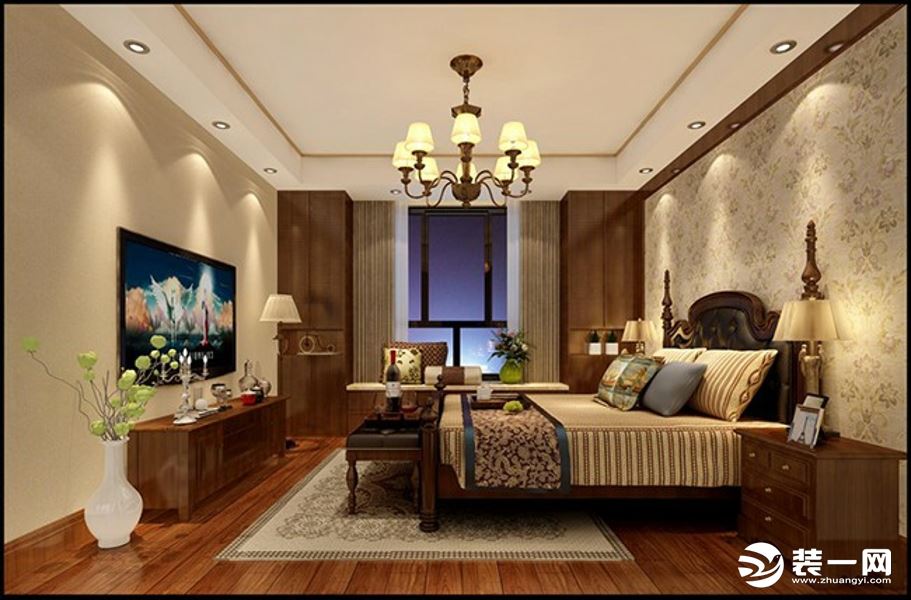 惠州乐巢装饰新时代150平美式风格卧室效果图