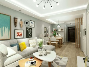 广州富力爱丁堡国际公寓现代风格70平米装修效果图案例