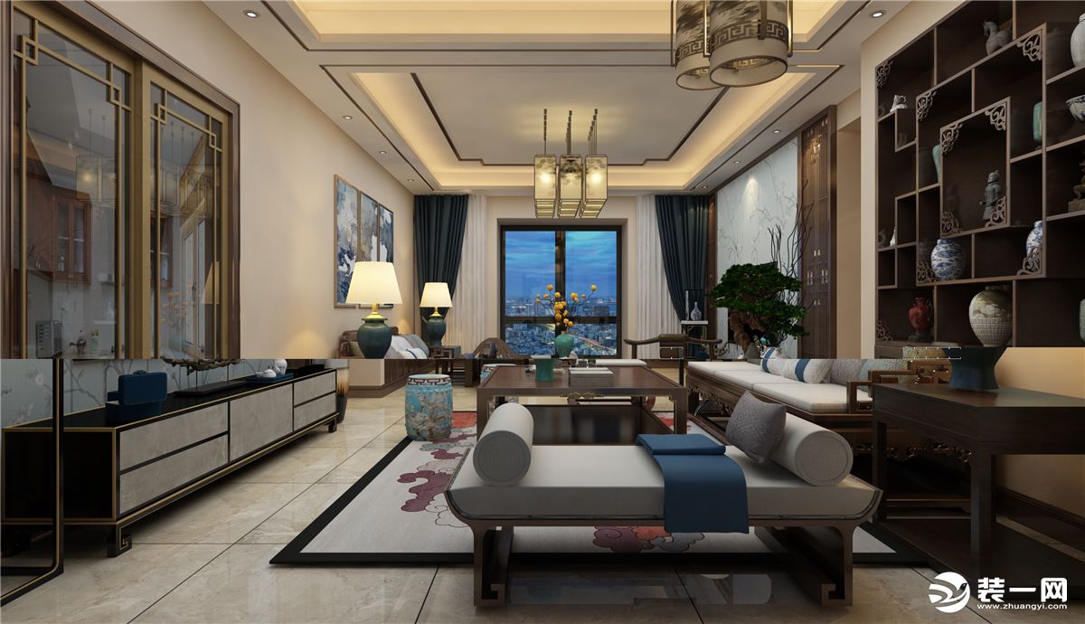 铜诚装饰103小区新中式风格客厅装修效果图