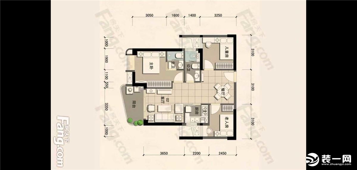 汕头蓝海设计东泰城市花园二居室90平现代风格效果图