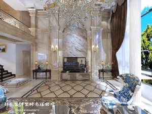 松桃静歌装饰400平米欧式别墅客厅装修案例效果图
