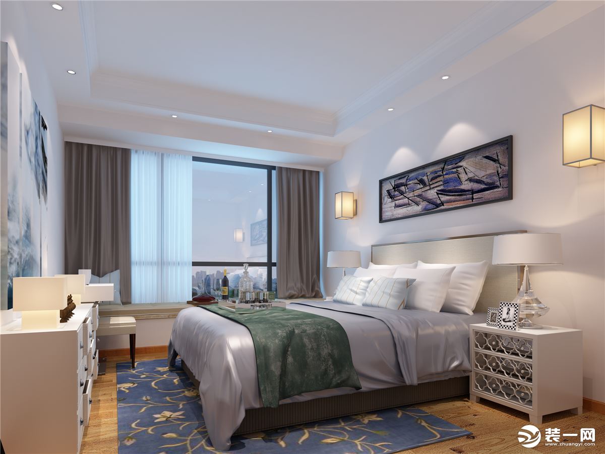 客户要一个舒适简洁的卧室主要以淡颜色为主