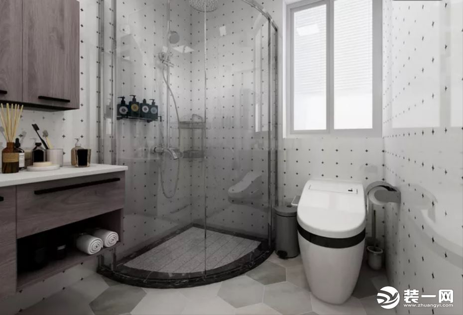 卫生间以实用为主，融入简单的北欧元素，保持空间清爽干净。