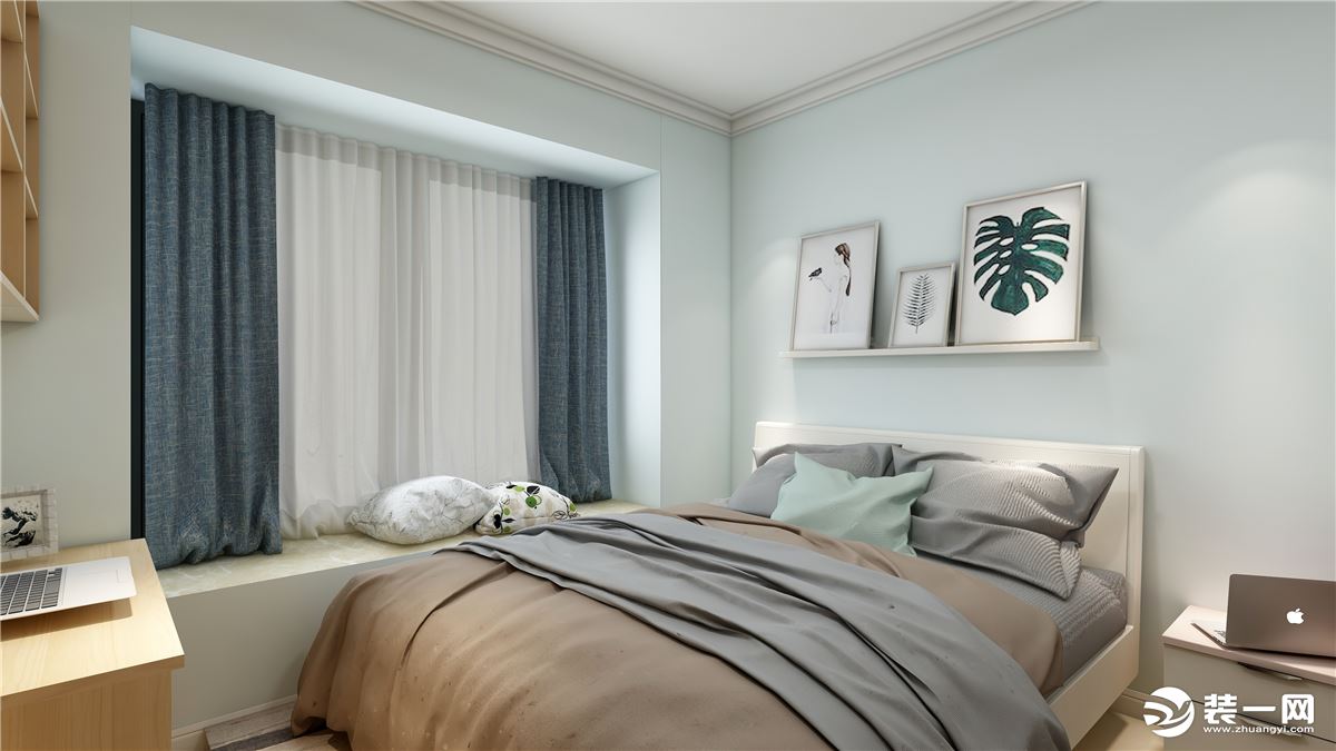 乐添星际半岛101㎡三居室北欧风卧室装修效果图