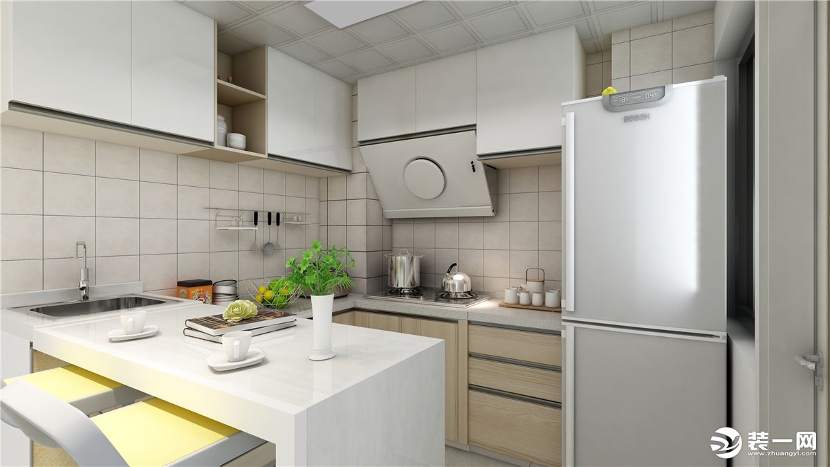 天丰国际71㎡三居室现代简约厨房装修效果图