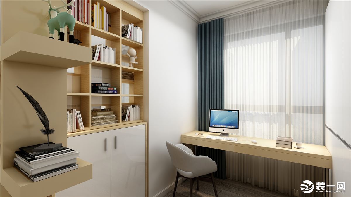 天丰国际71㎡三居室现代简约书房装修效果图