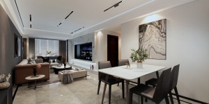翡翠山98㎡新中式风 ─ 客厅客厅一体效果图3