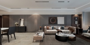 翡翠山98㎡新中式风 ─ 客厅客厅一体效果图4