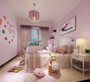 丰泰观山140平方三居室中式风格女孩儿童房装修效果图