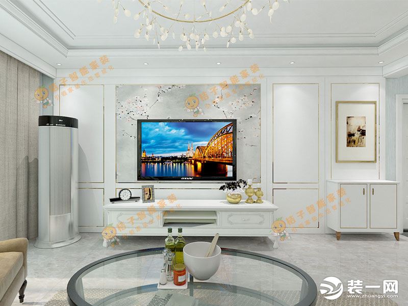 160平三居室美式风格电视背景墙装修效果图