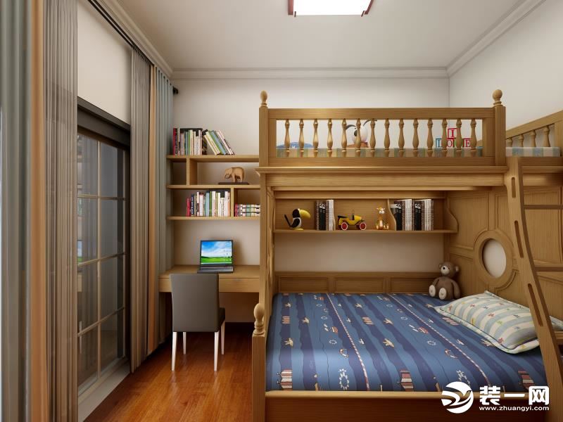 中式风格次卧儿童房背景墙