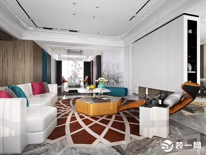 客厅，曼哈顿的现代前卫，又巧妙融合进古典法式的典雅柔美，