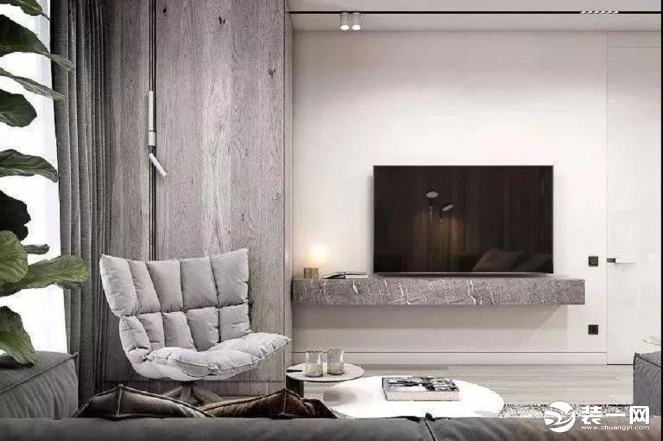 客厅电视背景墙 灰色作为主色调，展现着摩登生命力